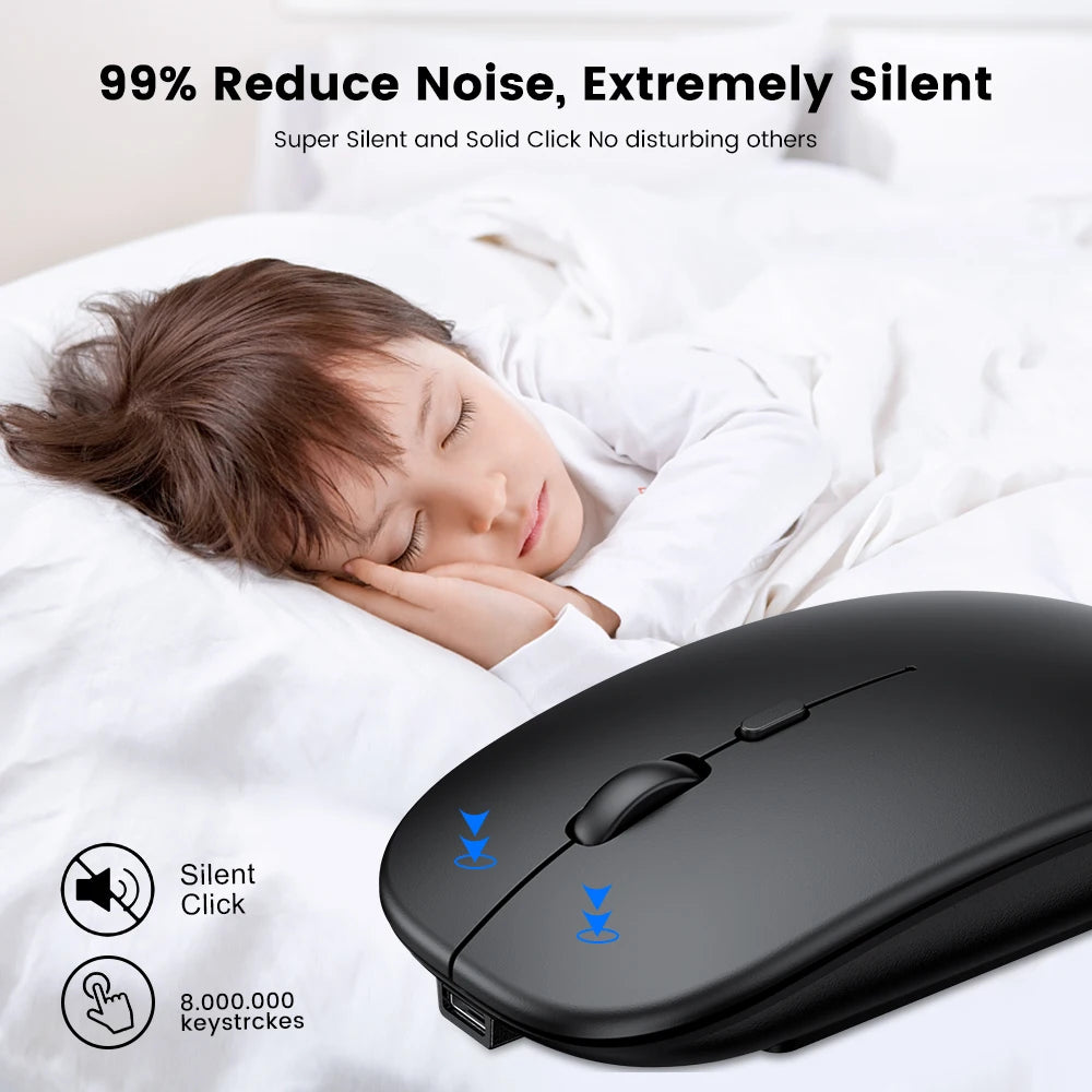 Wiederaufladbare Kabellose Bluetooth Maus – Ergonomische Mini USB 2.4GHz Leise Optische Maus für Laptop, PC & MacBook Kaufschwan®