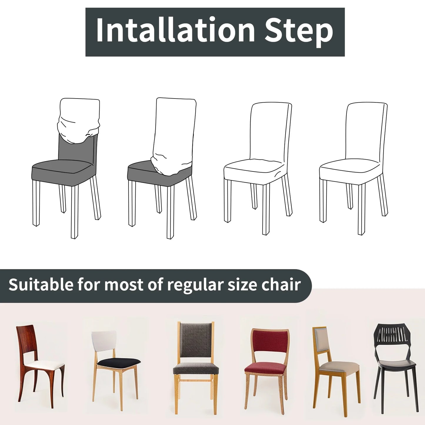 4 Stück Hoch Elastische Esszimmer Stuhlbezüge – Abnehmbare Rutschfeste Sitzschutzbezüge für Wohnzimmer, Küche & Hochzeiten Kaufschwan®