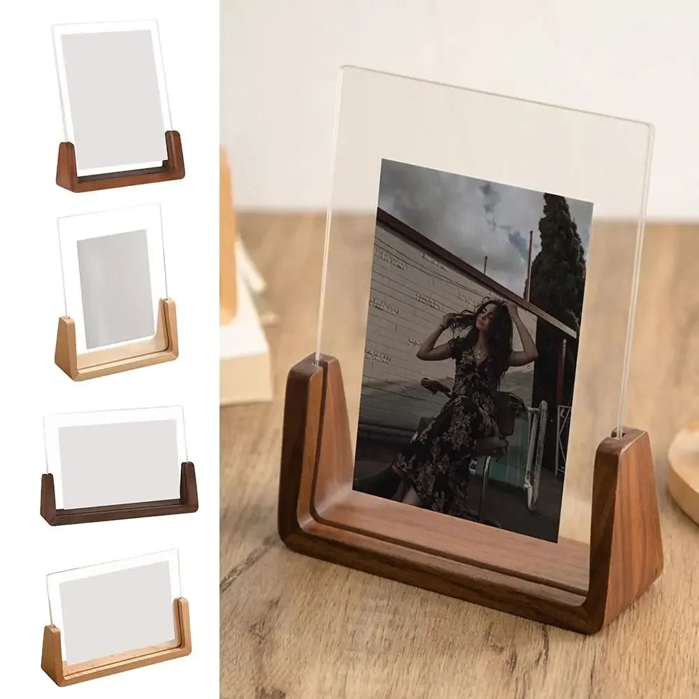 Walnuss / Buche Kreativer Acryl U Form Bilderrahmen – Transparenter Holz Desktop Fotorahmen Kaufschwan®