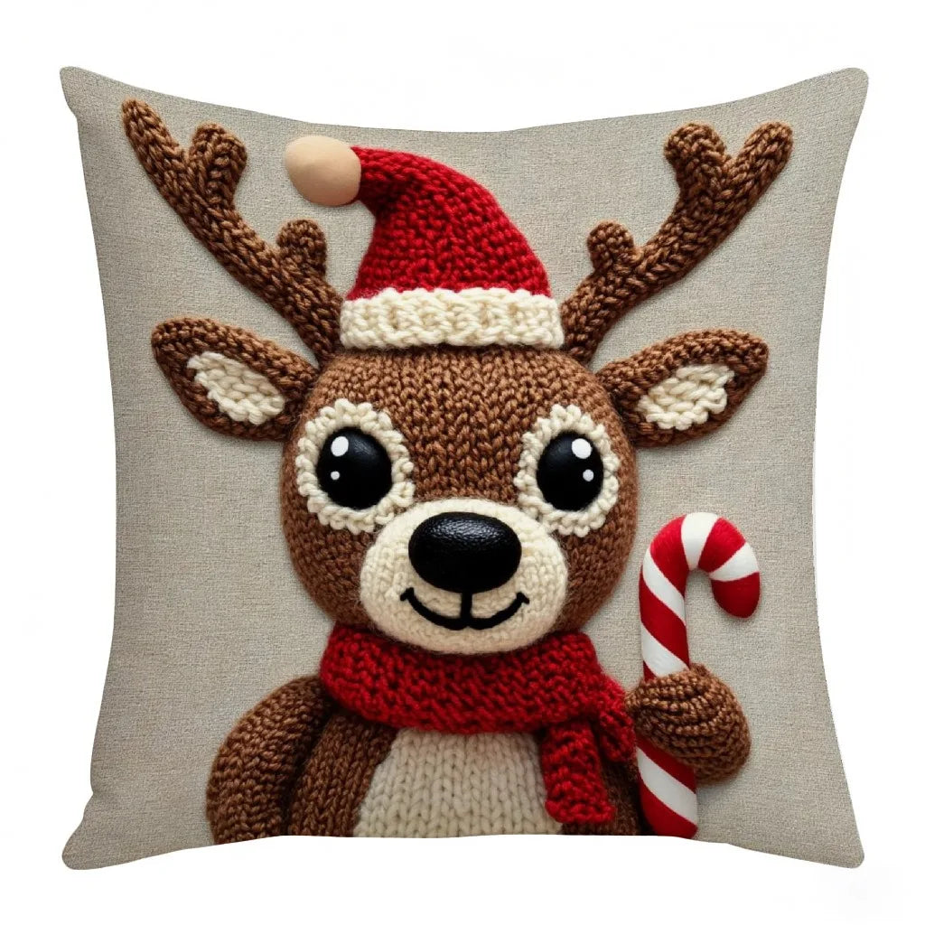 45x45cm Weihnachts Kissenbezug – Cartoon Santa, Schneemann & Rentier | Dekorativer Sofa Bezug für Zuhause & Weihnachtsdeko Kaufschwan® Design 1