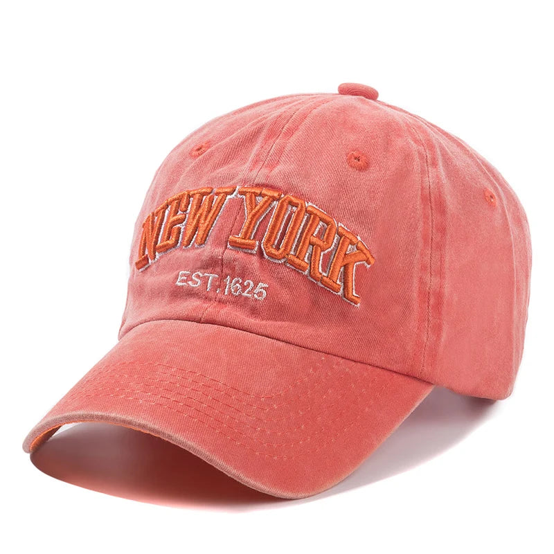 New York Washed Cotton Cap | Herren & Damen Snapback Baseballkappe | Sonnenschutz Baseballcap | Outdoor Baseballcap Kaufschwan® Orange