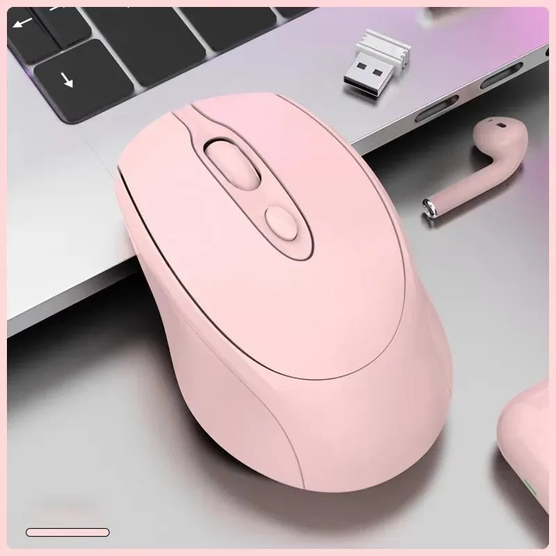 Bluetooth-Kompatible 2.4G Wiederaufladbare Kabellose Maus – Leise USB Gamer Maus für PC, Laptop, MacBook & Tablet Kaufschwan® Rosa