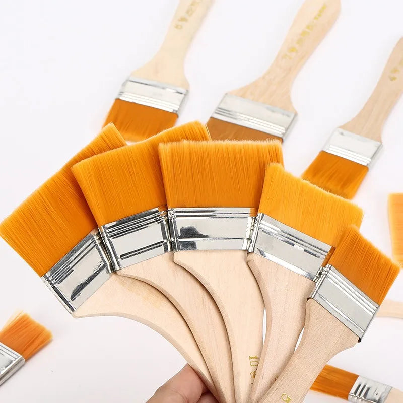 Nylon Pinsel Set – Holzgriff Flachpinsel für Öl- und Acrylmalerei Kaufschwan®