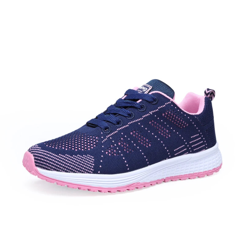 Damen Sneaker – Modische Flache Schuhe mit Plateau-Optik | Bequeme Alltagsschuhe in Übergrößen Kaufschwan® Blau 35