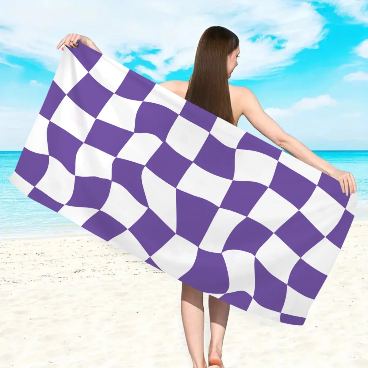 Modisches Kariertes Strandtuch – Schnell Trocknend & Saugfähig | Großes Mikrofaser Handtuch in Mehreren Farben für Strand & Reisen Kaufschwan®