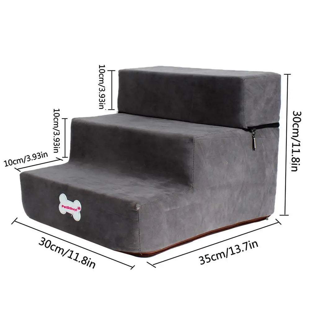 3-Stufen Hundetreppe 30cm – Rutschfeste Abnehmbare Haustiertreppe für Kleine Hunde & Katzen Kaufschwan® Dunkelgrau