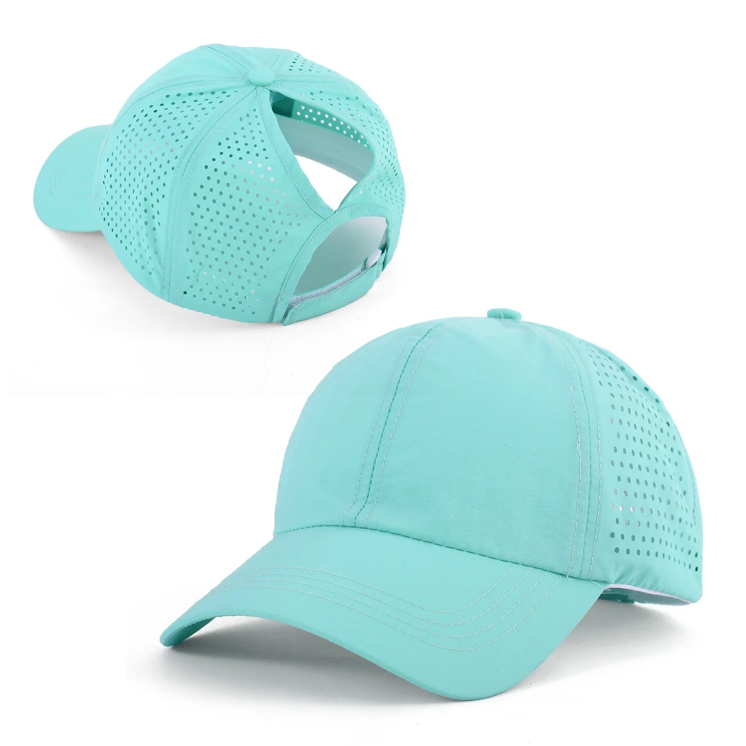 Damen Zopf Cap | Damen & Herren Mesh Atmungsaktive Baseballcap | UV-Schutz & Ponytail-freundlich Verstellbar Kaufschwan® Mintgrün