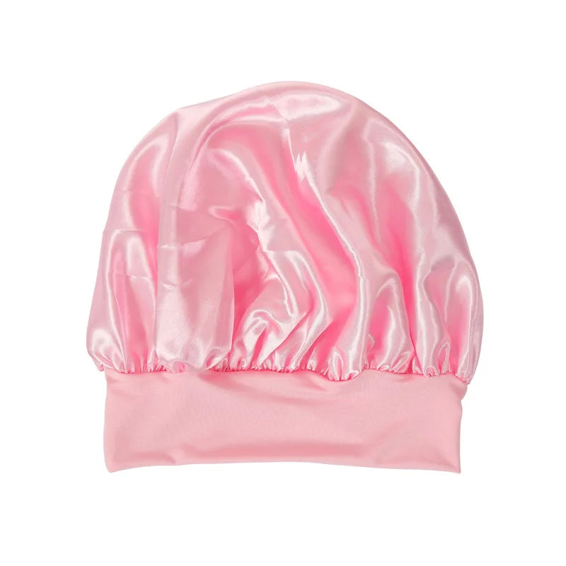 Doppellagige Satin-Schlafhaube für Damen – Verstellbare Seidige Nachthaube für Lockiges Haar und Haarpflege