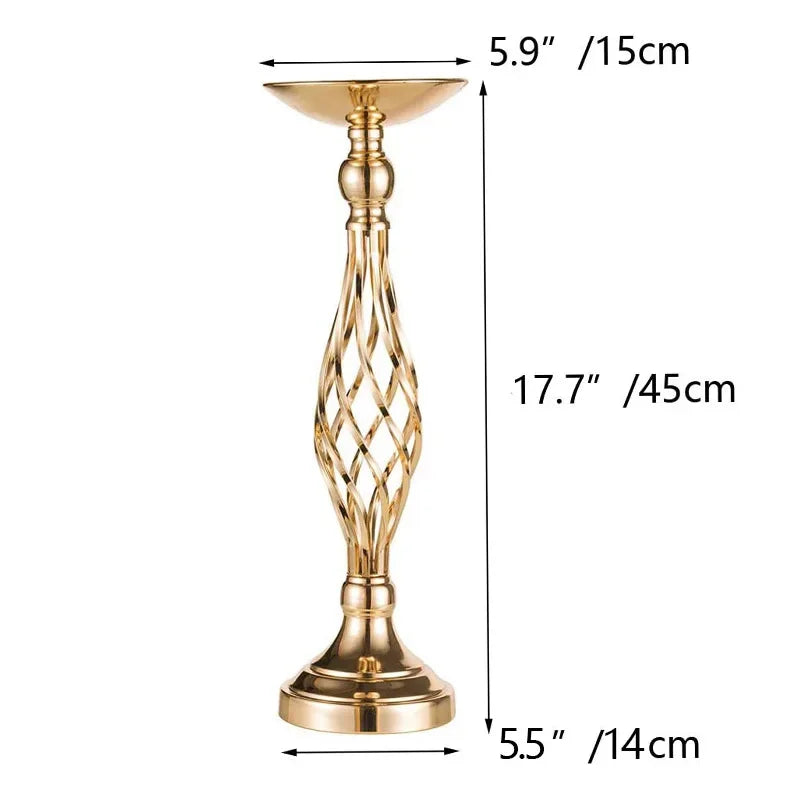 Goldfarbener Eisen Kerzenhalter – Gedrehter Tisch Kerzenständer im Vasenstil für Zuhause, Hochzeit & Blumendekoration Kaufschwan® Gold S 2 Stück