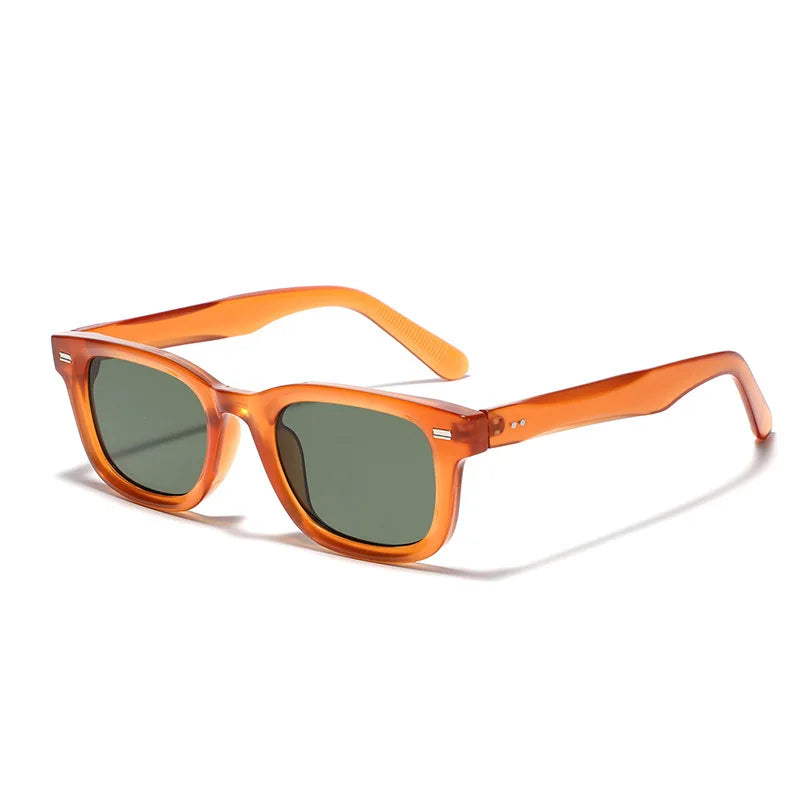 Eckige Retro-Sonnenbrille – Sonnenbrille mit Nieten, Orangefarbenen Gläsern und UV400-Schutz für Damen und Herren Kaufschwan® Orange