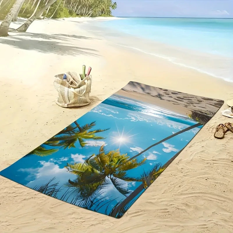 Beach Paradise Großes Strandtuch – Stilvolles Tropisches Palmenmotiv | Weiches & Saugfähiges Handtuch für Strand, Bad & Pool Kaufschwan®