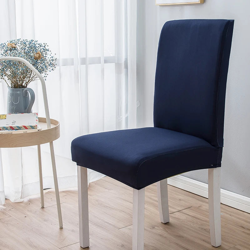 Einfarbige Milk Silk Stuhlbezüge – Elastische Stuhlüberzüge als Schutz für Wohnzimmer, Hochzeit, Esszimmer, Bankett & Büro Kaufschwan® Nachtblau 2 Stück