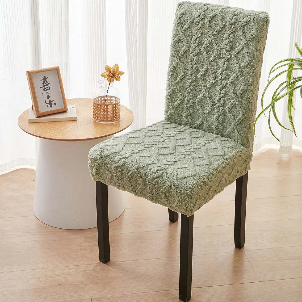 4 Stück Moderne Velours Stuhlbezüge – Elastische Slipcovers mit Gummiband, Dicke Plüsch Sitzschützer für Alle Jahreszeiten Kaufschwan®