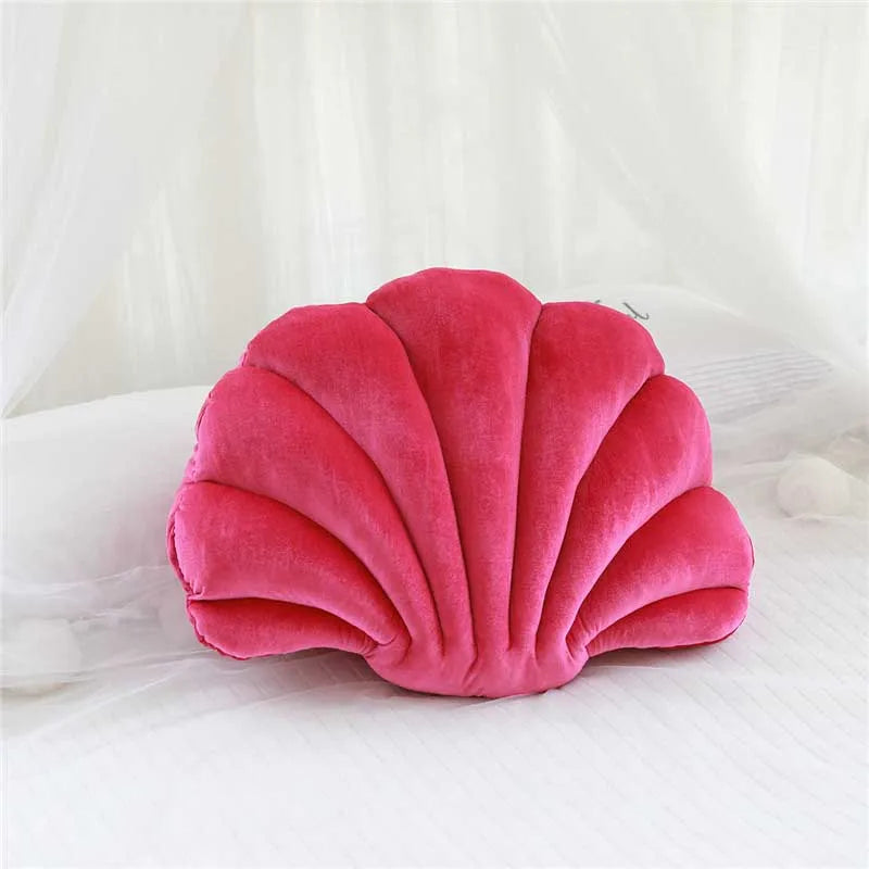 Velours Kissen mit Füllung für Wohnkultur | Sofa Kissen mit Muschel Design | Geschenk | 32x25cm Kaufschwan®