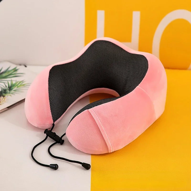 U Förmiges Memory Foam Nackenkissen – Weiches Reisekissen für Flugzeug und Nackenstütze Kaufschwan® Rosa 30cmx25cm