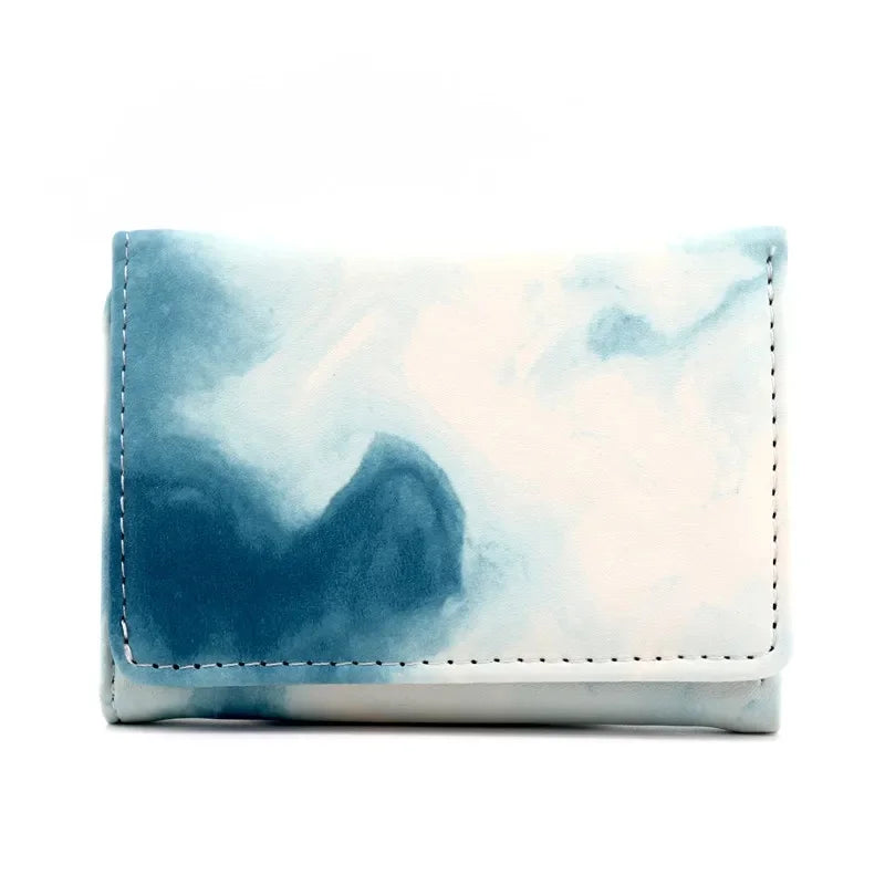 Damen Faltbare Kurzgeldbörse – Einfaches Tri-Fold Design | PU Leder Mini Geldtasche mit Kartenfächern & Münzfach für Studentinnen Kaufschwan® Dunkelblau