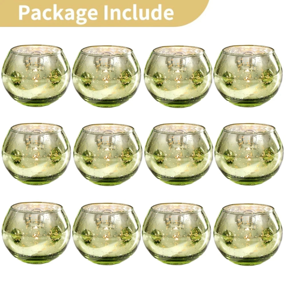 6 / 12 Stück Mercury Glas Teelichthalter – Bunte Kreative Kerzenhalter für Wohndeko, Hochzeit & Party Tischdekoration
