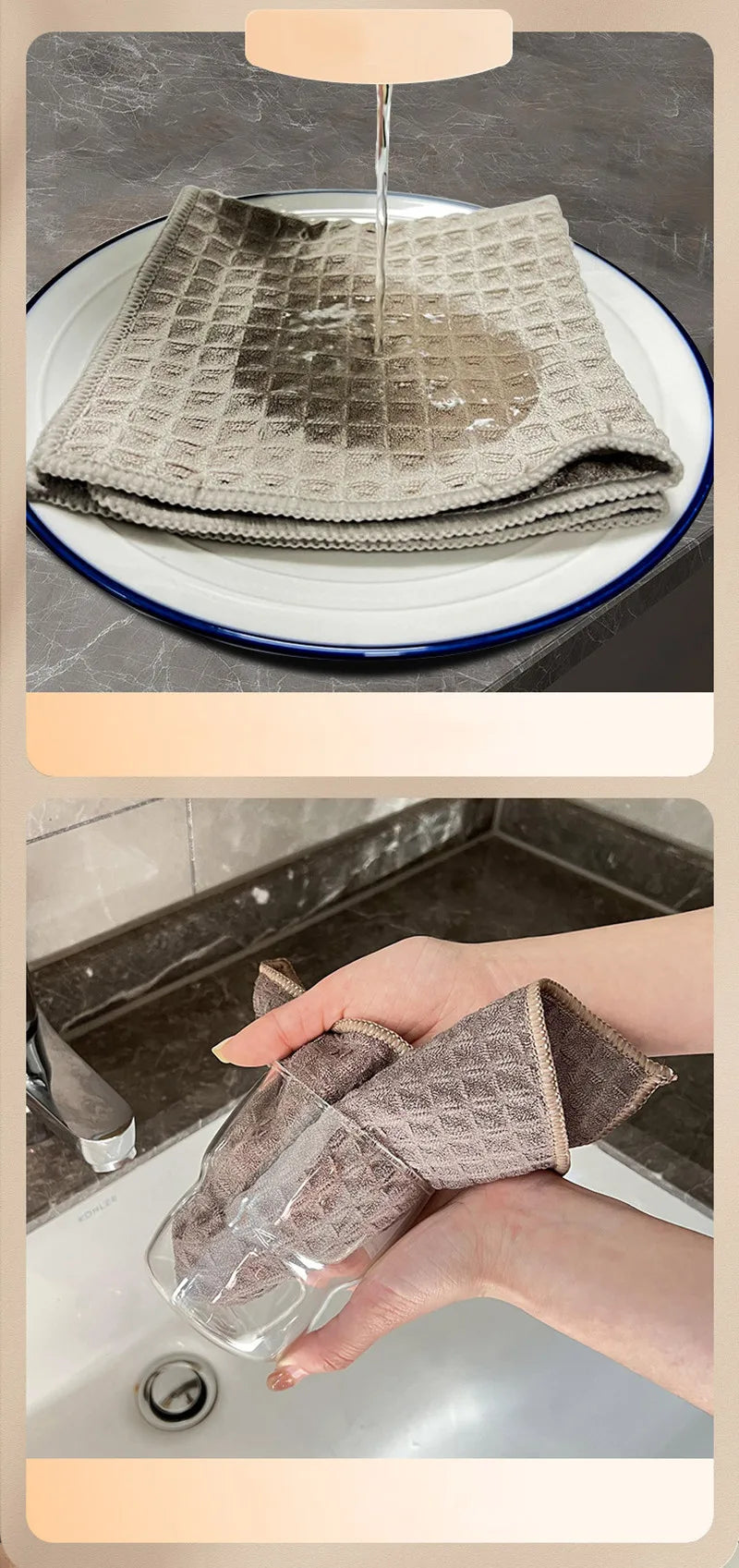 25×25 cm Küchen Reinigungstücher – Fettabweisende Mikrofaser Wischtücher | Saugfähige Geschirrtücher für Haushalt & Küche