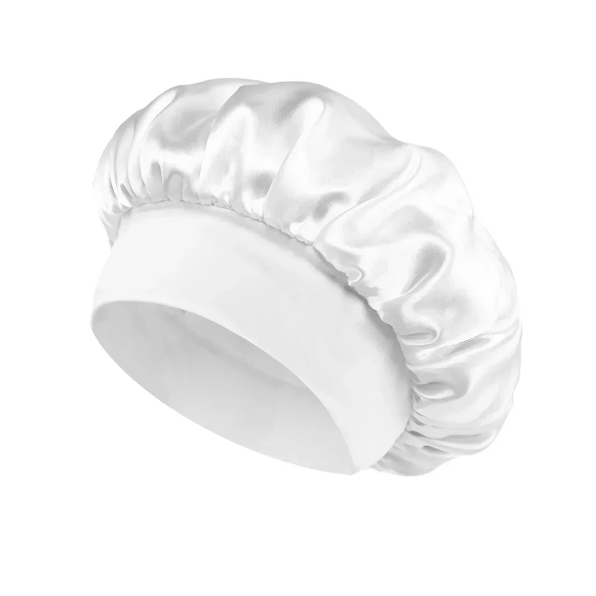 Satin-Schlafhaube für Damen – Große Elastische Haarhaube mit Breitem Weichem Band für Lockiges Haar und Nachtpflege
