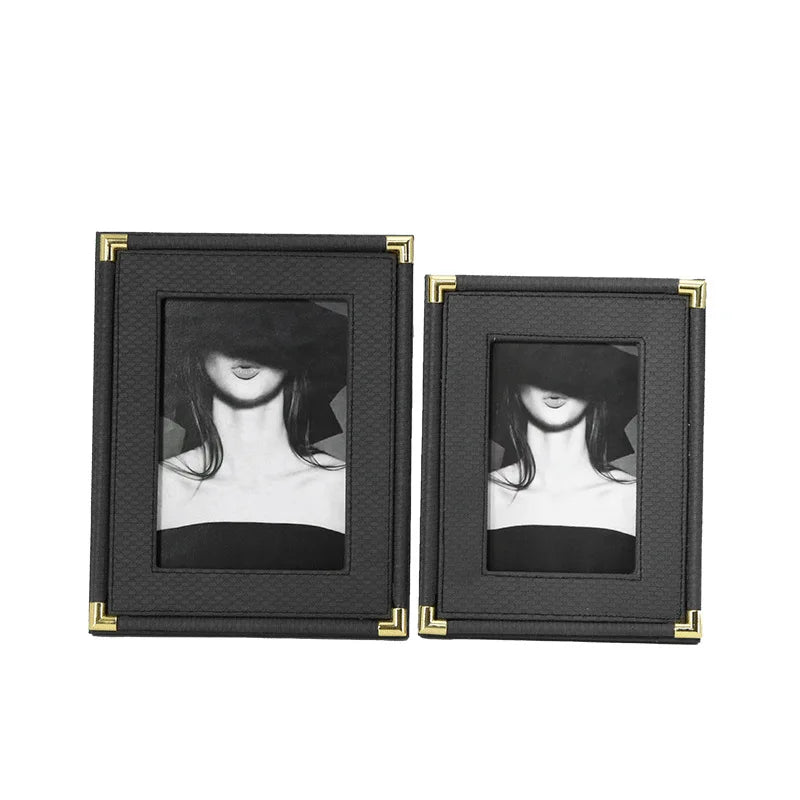 Minimalistischer Leder Bilderrahmen – Stilvoller Desktop Fotorahmen für Moderne Wohn Dekoration Kaufschwan® Schwarz 10.2x15.2cm