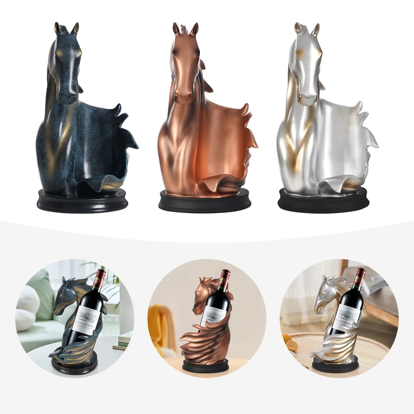 Pferdeskulptur Weinflaschenhalter – Eleganter Flaschenständer | Multifunktionaler Weinregal & Wohn-Deko Halter Kaufschwan®