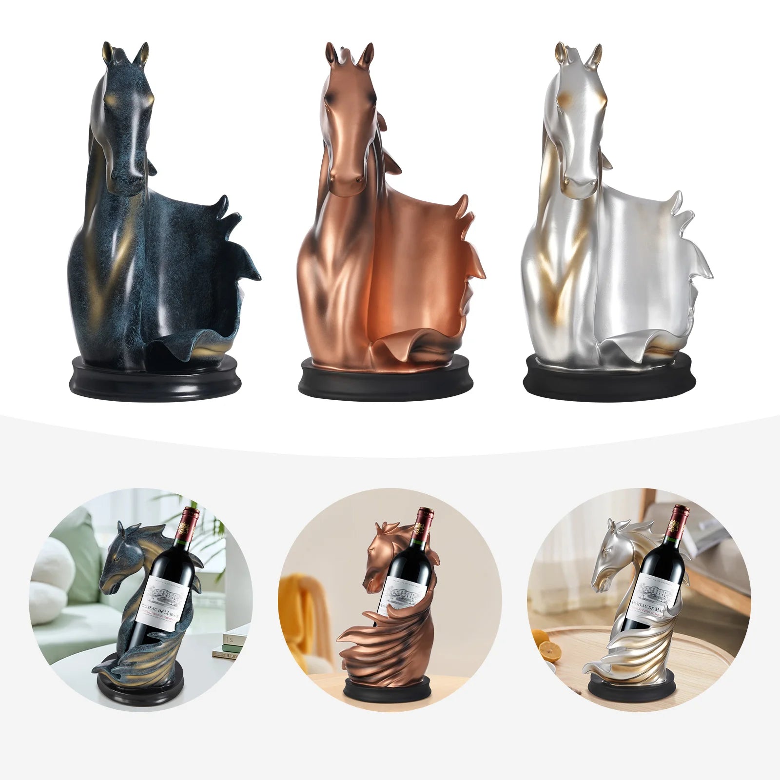 Pferdeskulptur Weinflaschenhalter – Eleganter Flaschenständer | Multifunktionaler Weinregal & Wohn-Deko Halter Kaufschwan®