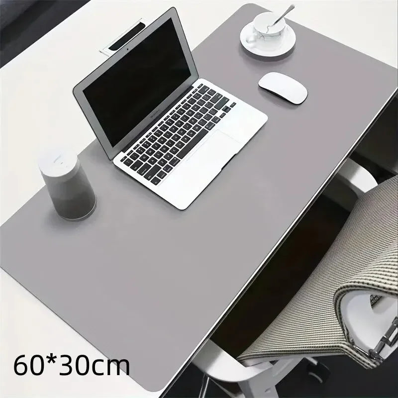 PU Leder Schreibtischunterlage – Groß 60x30cm Wasserdichtes Mousepad | Tastaturmatte & Gaming Mauspad Kaufschwan® Grau
