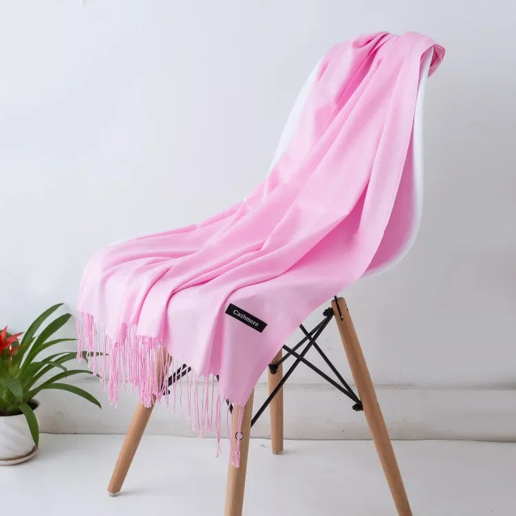 Damen Pashmina Schal | Weich wie Kaschmir | Schal, Reise- & Büro-Accessoire Kaufschwan® Rosa 70x200CM