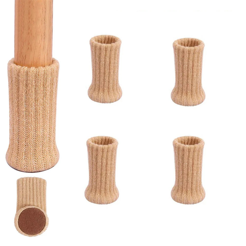 4/8/24 Stück Gestrickte Möbelbein Socken – Stuhlbein Bodenschutz & Möbelkappen | Kratzschutz Stuhlbeinüberzüge für Kommoden & Möbel Kaufschwan® Beige- 4 Stück
