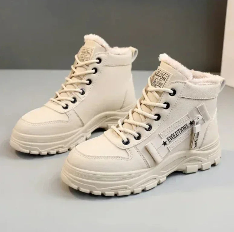 Damen Winter Schneestiefel – Warme High-Top Plateau Sneakers | Kunstfell Gefütterte Knöchelstiefel Kaufschwan®