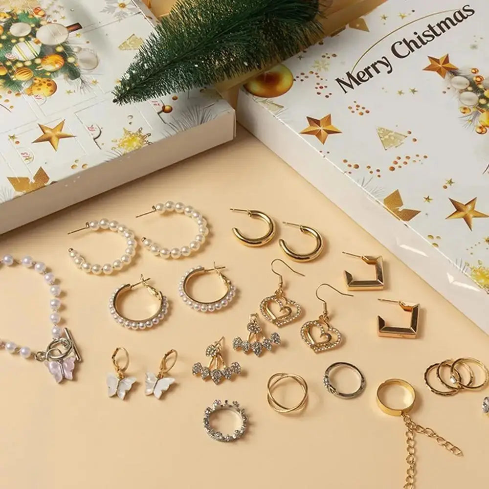 Weihnachtskalender mit Schmuck – Überraschungskalender mit Armband & Schmuckzubehör aus Metalllegierung für Weihnachten und Neujahr