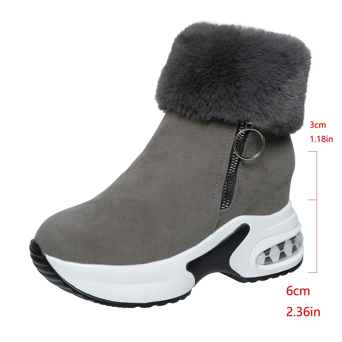 Damen Winter Schneestiefel – Kurzschaft Stiefel mit Kunstfell Fleece Futter | Warme Baumwollstiefel mit Absatz & Gummisohle Größe 43 Kaufschwan®