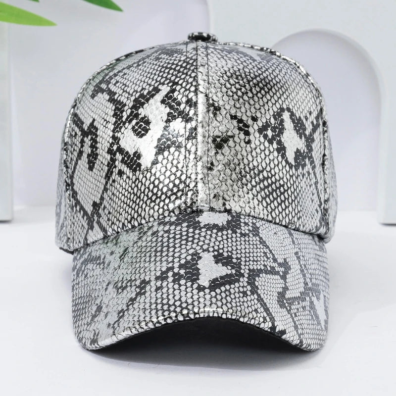 Snake Print PU Leder Baseballkappe | Verstellbarer Hip-Hop Street Dance Baseballcap | Leicht & Sonnenschutz für Outdoor-Aktivitäten Kaufschwan®