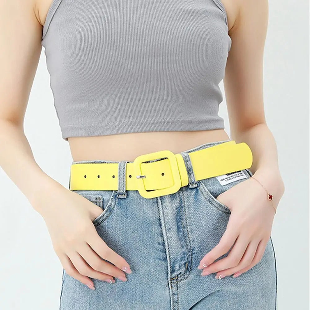 Modischer Damen Gürtel – Schlicht & Bunt | Vintage Gürtel mit Quadratischer Schnalle aus PU-Leder für Kleider & Jeans Kaufschwan®