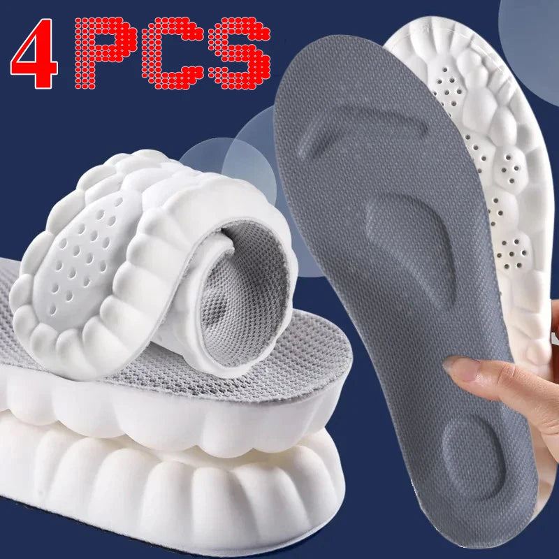 4D Massage Einlegesohlen | Superweiche Sportschuhe Sohlen mit Fußgewölbeunterstützung – Orthopädische Einlagen für Damen & Herren Kaufschwan® 4 Stück - Grau Weiß EU 43-44