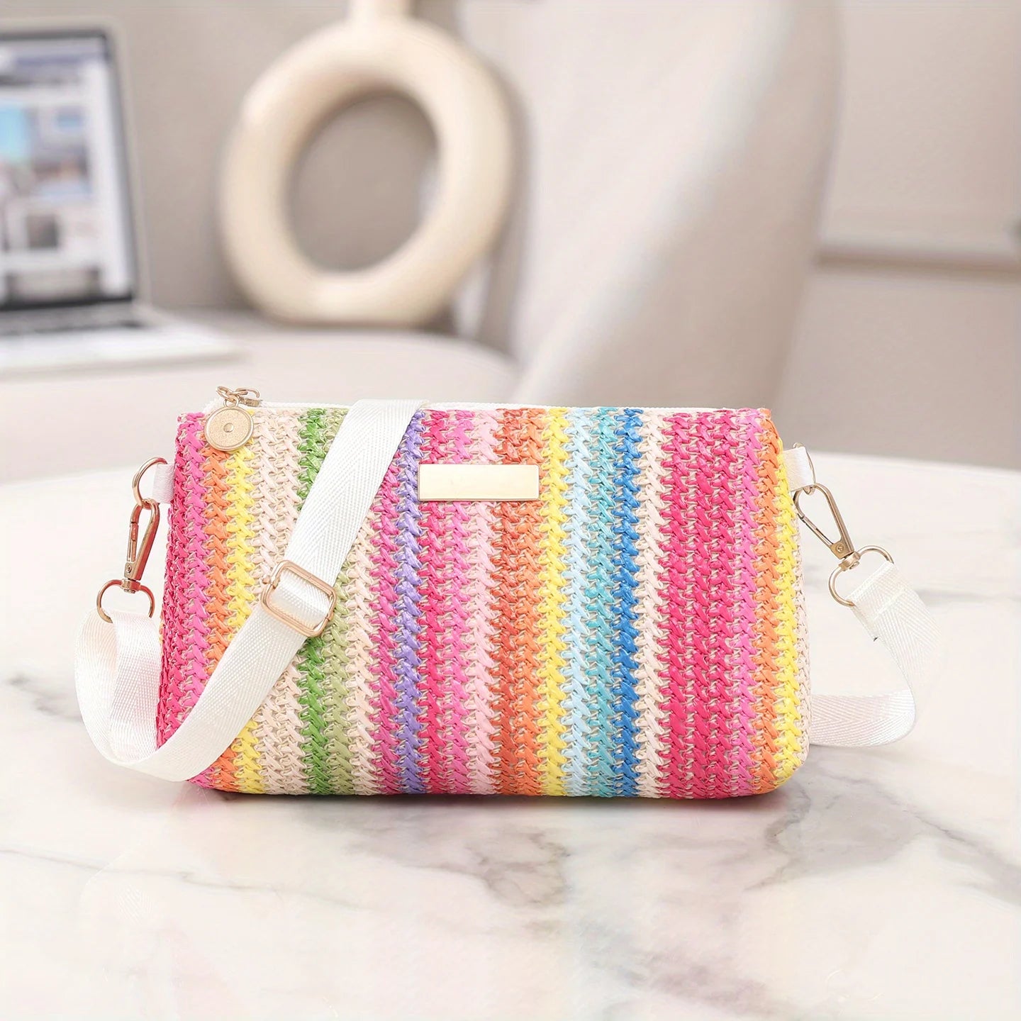 Pastorale Geflochtene Umhängetasche – Retro Bunte Kleine Quadratische Schultertasche für Damen & Mädchen Kaufschwan® Design 1