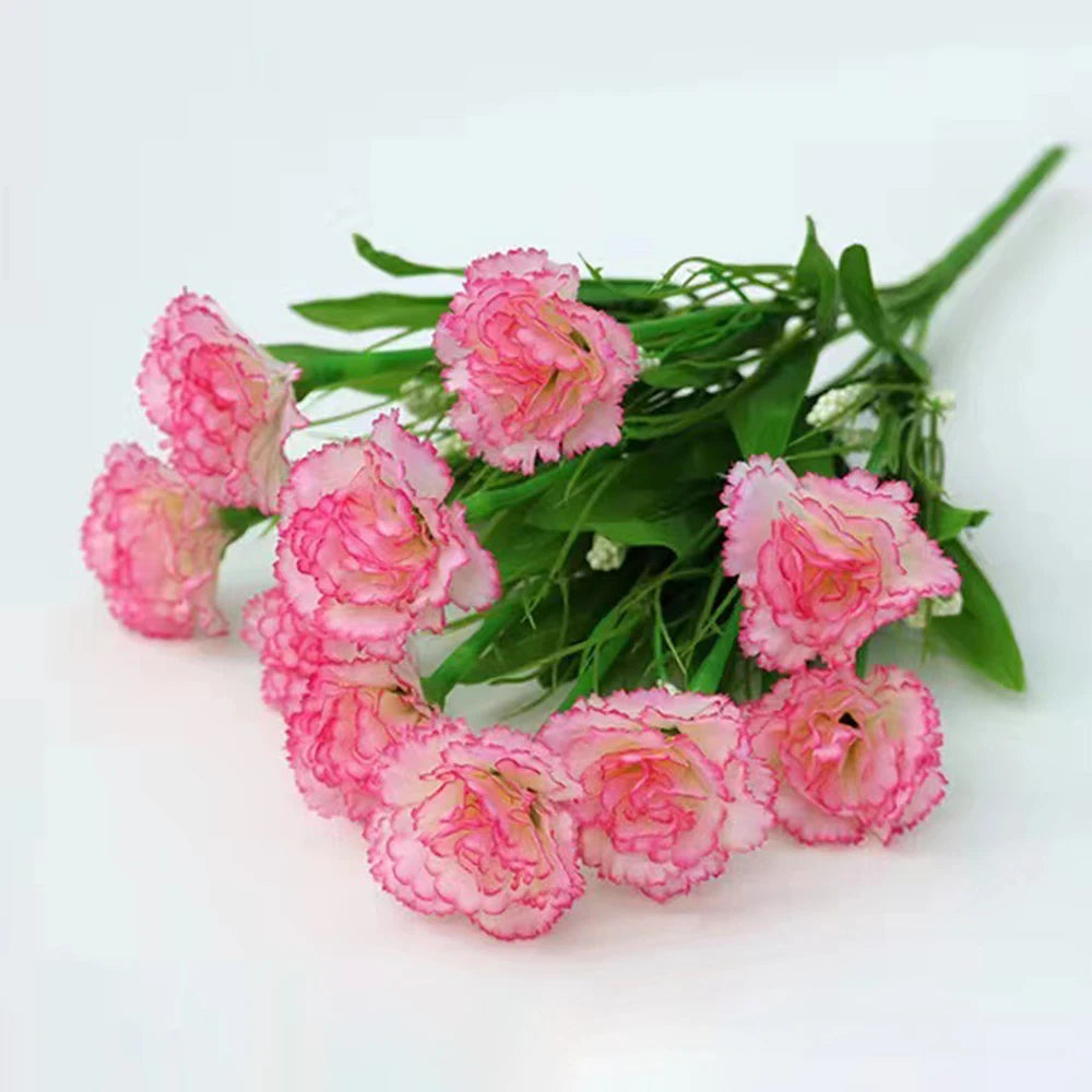 1 Strauß Künstliche Nelken – Realistischer Kunststoff-Blumenstrauß für Zuhause, Terrasse, Garten, Party & Hochzeitsdekoration Kaufschwan® Rosa