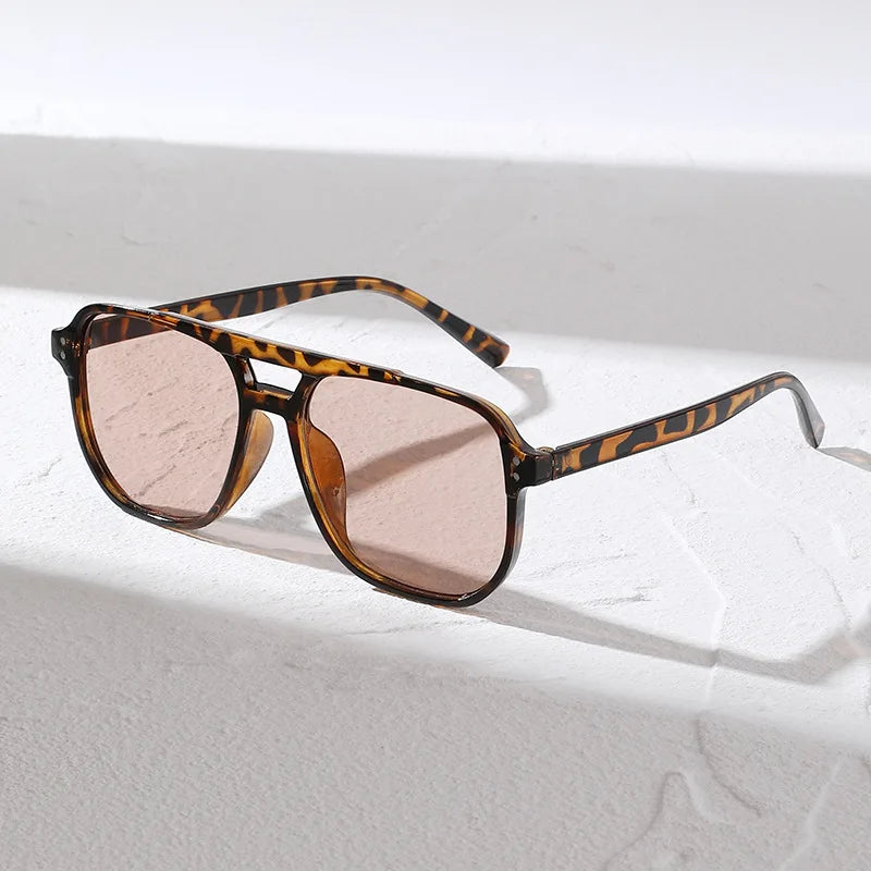Retro-Sonnenbrille mit Doppelsteg – Modische Sonnenbrille im Vintage-Stil für Damen und Herren, ideal für Alltag, Pendeln und Freizeit im Freien Kaufschwan® Braun