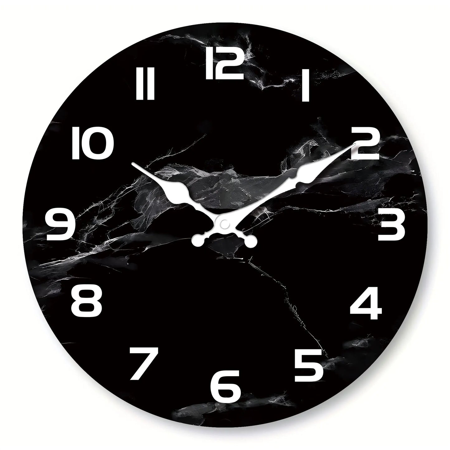 Schwarze Marmor Holz Wanduhr – Leise Moderne Deko Uhr Kaufschwan® 16 Zoll