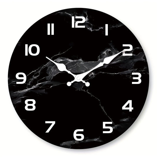 Schwarze Marmor Holz Wanduhr – Leise Moderne Deko Uhr Kaufschwan® 16 Zoll