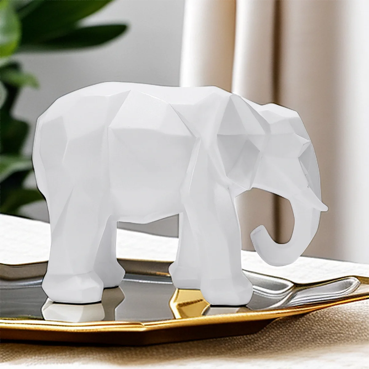 Elefanten Resin Dekoration – Handgefertigte 3D Skulptur als Hochzeitsgeschenk und Wohnaccessoire für Regal und Wohnzimmer Kaufschwan® Weißer Elefant