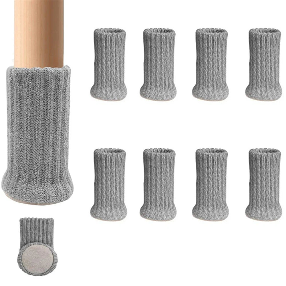 4/8/24 Stück Gestrickte Möbelbein Socken – Stuhlbein Bodenschutz & Möbelkappen | Kratzschutz Stuhlbeinüberzüge für Kommoden & Möbel Kaufschwan® Grau - 8 Stück