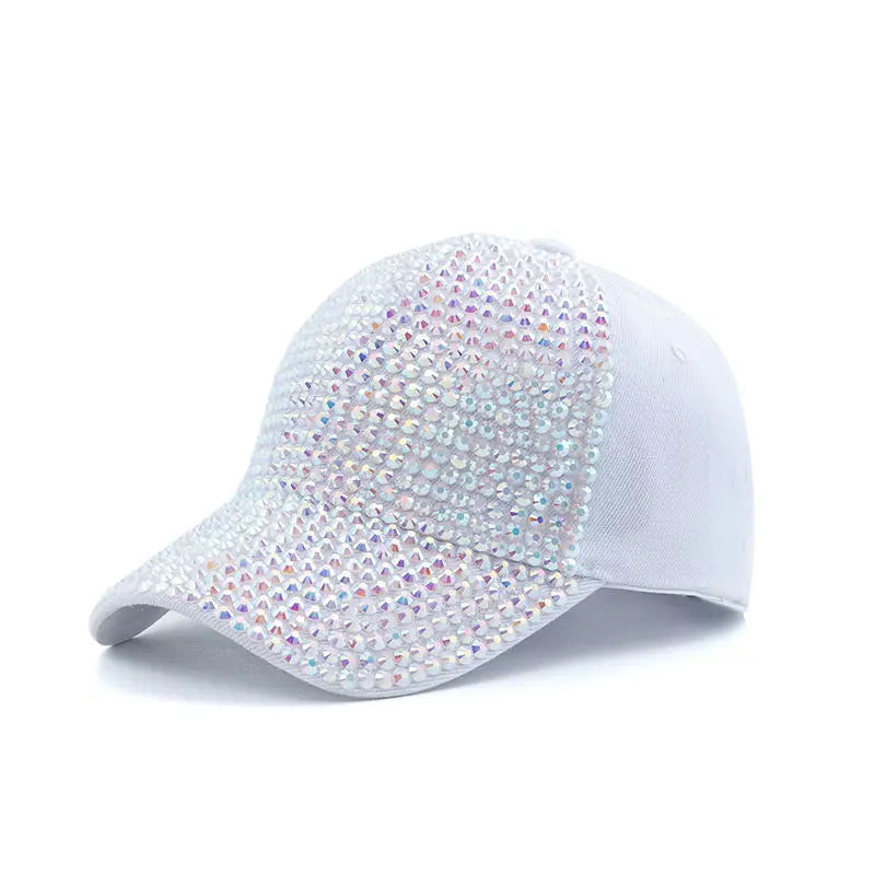Damen Diamant Baseballkappe | Sommer & Herbst Baseballcap für Damen | Fashion Hip-Hop Reise Baseballcap Kaufschwan® Weiß