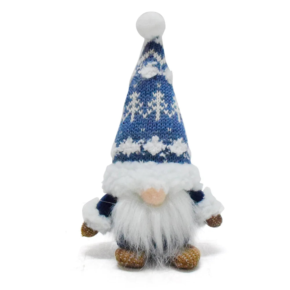 Blauer Weihnachts-Wichtel – Faceless Zwergenpuppe mit Schneeflocken | Rudolf Plüschfigur Weihnachtsdekoration Kaufschwan® Baum Design