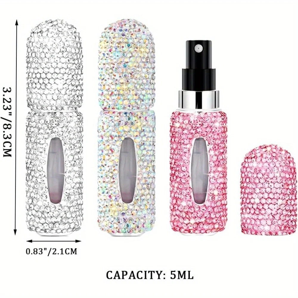 Bling Parfüm Zerstäuber mit Strass – 5ml Nachfüllbare Reise-Sprayflasche | Mini Tragbarer Parfümspender & Geschenk Kaufschwan®