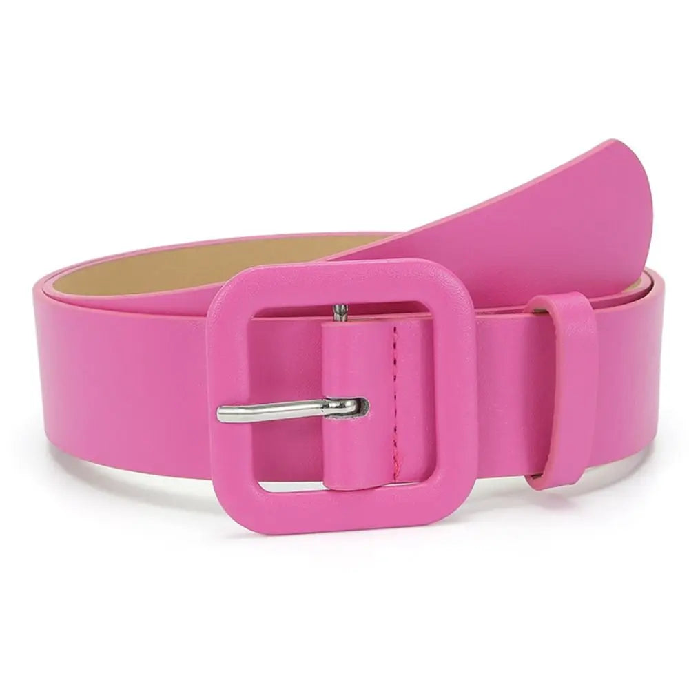 Modischer Damen Gürtel – Schlicht & Bunt | Vintage Gürtel mit Quadratischer Schnalle aus PU-Leder für Kleider & Jeans Kaufschwan® Pink