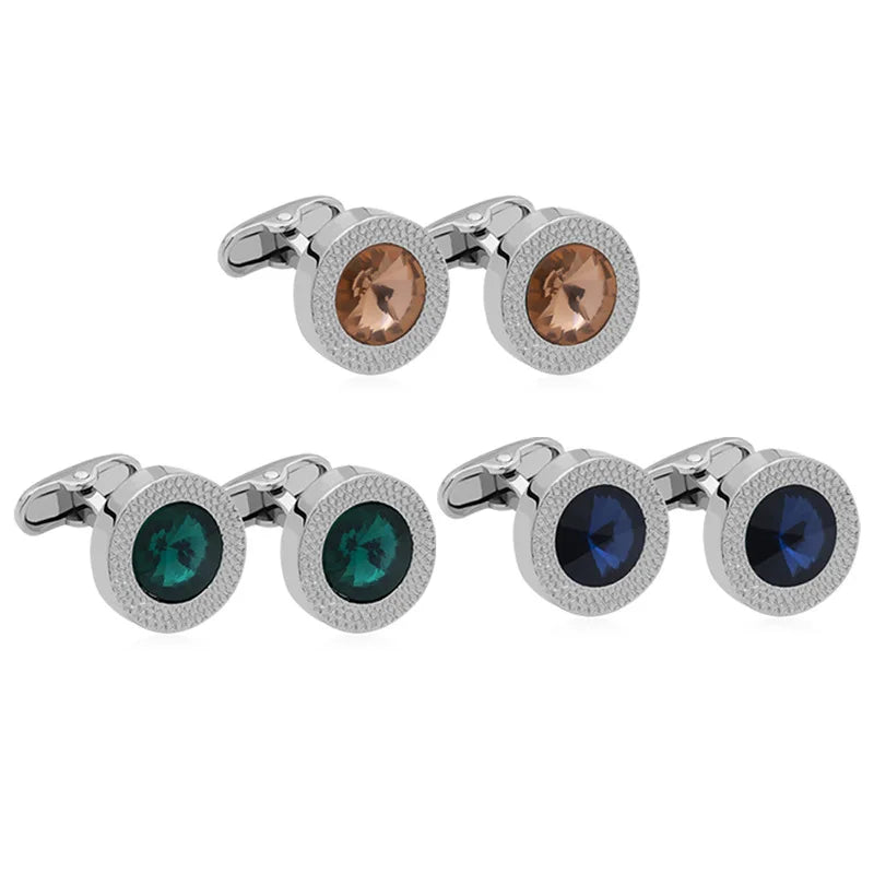 Luxus Herren Manschettenknöpfe mit Blauem Kristall – Elegante Französische Manschetten | Hochzeit, Party & Business Schmuck Geschenk Kaufschwan®