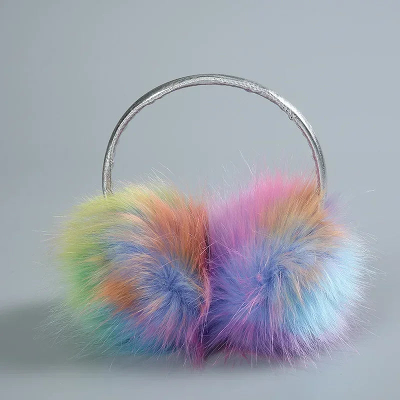 Bunte Regenbogen Winter Ohrwärmer – Plüsch Ohrenschützer | Winddicht, Warm & Weich Kaufschwan® Grün