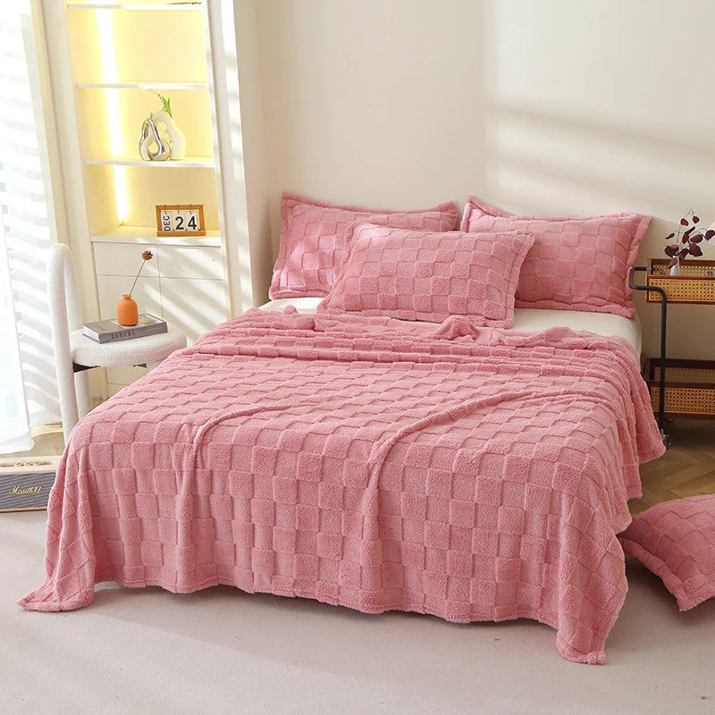 Karierte Weiche Taffeta Fleece Decke – Flauschiger Einfarbiger Bettbezug & Überwurf für Sofa, Bett, Erwachsene, Kinder & Haustiere Kaufschwan®