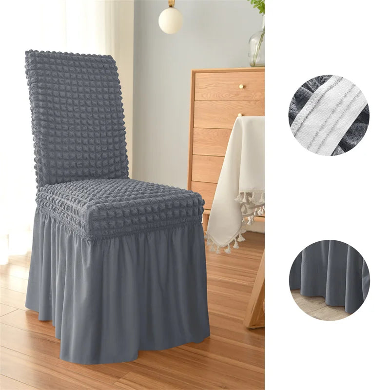 1/2 Stück Stuhlbezüge mit Rock – Einfarbige Elastische Esszimmer- & Bankettstuhl Überzüge für Hochzeitsdekoration Kaufschwan®